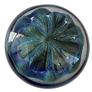 Vintage Robert Eickholt Art Glass Paperweight Blue Seashell 1993 Signed.